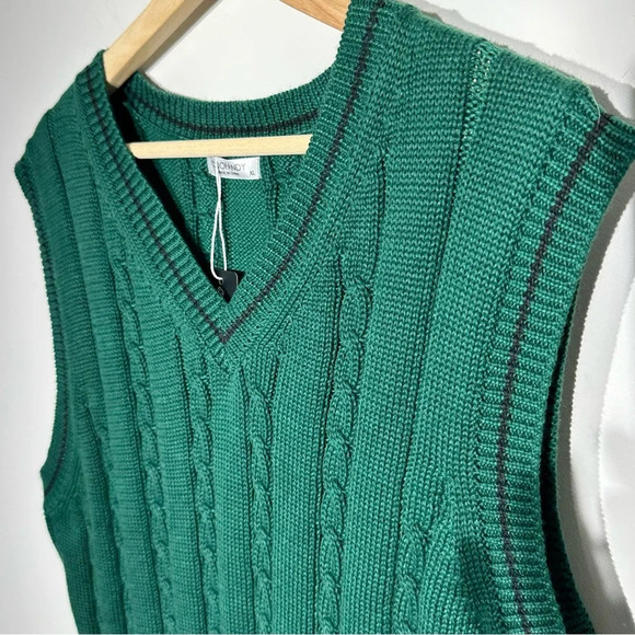 Coofandy V Neck Sleeveless Knitted Pullover Vest Sweater Green Size XL - Picture 5 of 10